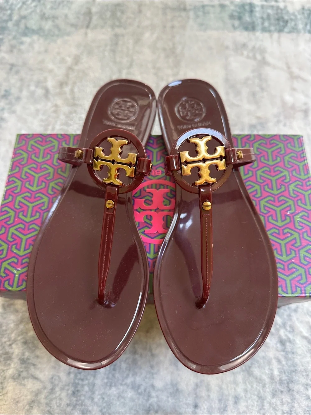 NWOT Tory Burch Burgundy Mini Miller Jelly Sandal Size 7